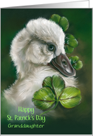 Granddaughter St Patricks Day Swan Chick Pastel Bird Art Custom card