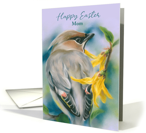 For Mother Easter Cedar Waxwing Bird with Forsythia Custom card
