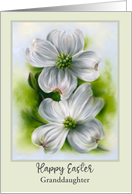 For Granddaughter Easter White Dogwood Spring Flowers Custom card