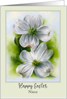 For Niece Easter White Dogwood Spring Flowers Custom card
