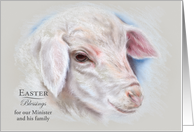 For Minister and Family Easter Blessings Lamb Pastel Art Custom card