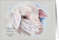 For Niece Easter Blessings Lamb Pastel Art Custom card