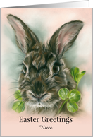 For Niece Easter Brown Bunny Rabbit in Clover Custom card