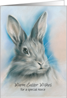 For Niece Easter Gray Bunny Rabbit Pastel Custom card
