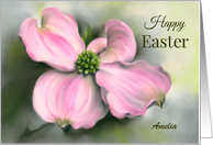 For Personalized Name Easter Pink Dogwood Spring Floral A card
