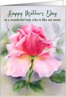 Mothers Day for Like a Mom Pink Rose Soft Pastel Art Personalized card