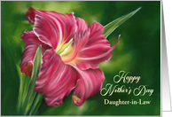 Mothers Day for Daughter in law Red Daylily Flower on Green Custom card