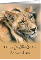 For Son in Law Fathers Day Male Lion Portrait Personalized card