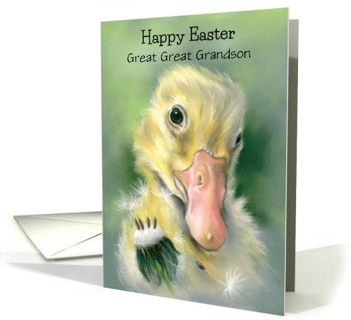 Great Great Grandson Easter Yellow Gosling Chick Dandelion Custom card