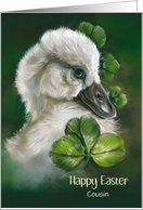 Easter for Cousin Swan Chick Pastel Bird Art Custom card
