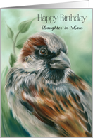 For Daughter in Law Birthday Brown Sparrow Bird Art Custom card
