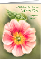Mothers Day Daughter in Law Pink and Red Primrose with Leaf Custom card