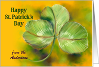 From Our Family Sunny Green Clover St Patricks Day Custom card