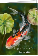 Fathers Day for Son in Law Colorful Koi Fish with Lily Pads Custom card