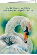 Fathers Day Swan and Young One Bird Art card