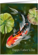 Happy Fathers Day Colorful Koi Fish with Lily Pads card