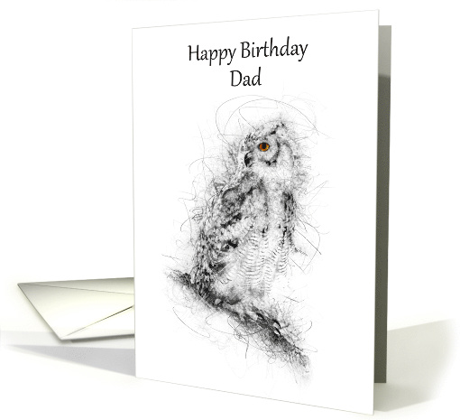 Dad Happy Birthday Owl Scribble Art card (1497252)