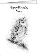Mom Happy Birthday Owl Scribble Art card