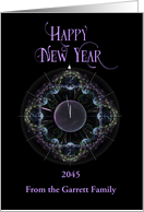Happy New Year with custom Name and Year - Fractal Clock Countdown card