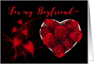 Valentine Boyfriend Red Roses Hearts card