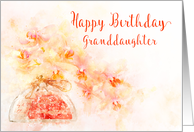 Happy Birthday for Granddaughter a Watercolor of Orchids in a Vase card