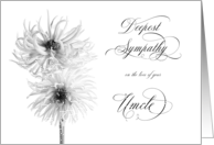 Deepest Sympathy for Loss of Uncle White Dahlias Black & White Image card