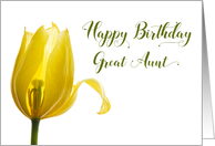 Happy Birthday Great Aunt Yellow Tulip Flower card