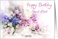 Happy Birthday Great Aunt Watercolor Flower Posy card