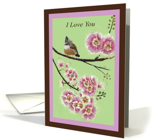 I Love You Crape Myrtle and Bird Painting card (1502052)