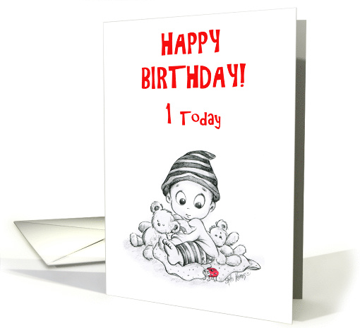 HAPPY 1st BIRTHDAY! for a special little boy with teddy bears. card