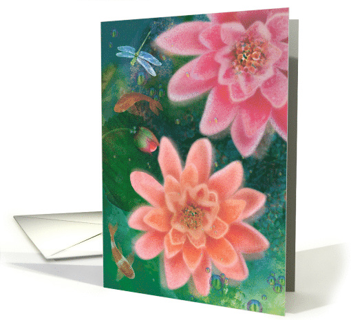Waterlilies and Dragonfly Birthday card (1506896)
