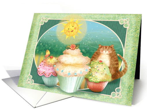 Cat and Cupcake Party Birthday card (1507612)