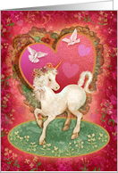 Unicorn and Doves Valentine card