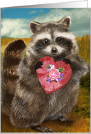 Raccoon Heart Bandit Valentine card