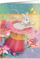 Easter Bunny Magic Hat of Spring card