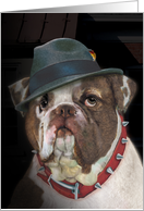 Bulldog with Fedora Hat Blank card