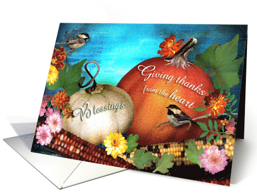 Thanksgiving Bounty with Flowers and Birds card (1536114)