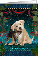 Tabby Kitten and Lab Puppy Season’s Greetings card