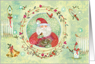 Christmas Garden Loving Santa card