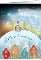 Starry Night Christmas Village and Church card