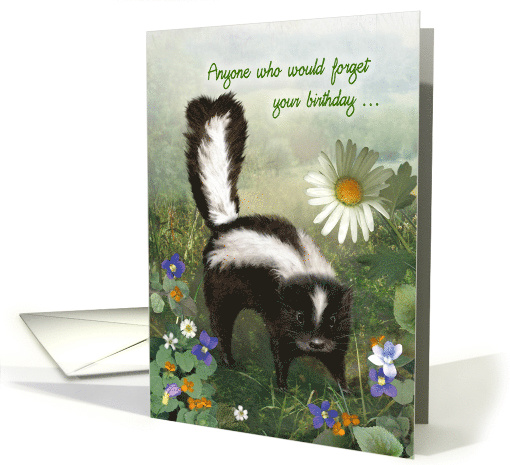 Little Skunk and Flowers Birthday card (1575974)