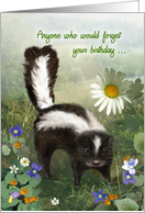 Little Skunk and Flowers Birthday card