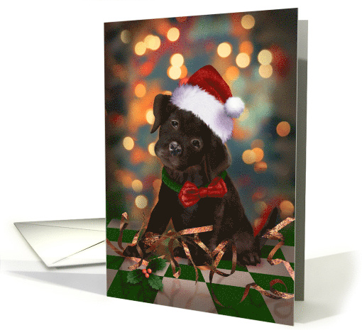 Puppy Dog Black Lab Warm Holiday Wishes card (1580432)