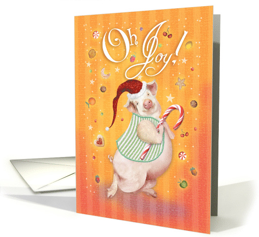 Christmas Pig with Cookies and Candy card (1587490)