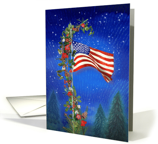 Christmas Holiday American Flag card (1707412)