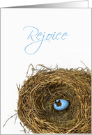 Rejoice Birds Next With Baby Blue Empty Egg Easter card