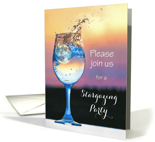 Moon Falling Into Wine Glass Stargazing Party Invitation card