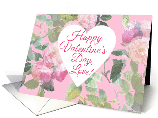 Happy Valentine's Day Love Pink Painted Romantic Roses card (1509930)
