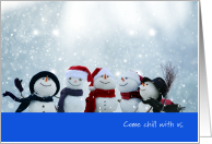 Holiday Party Invitation Snowmen Come Chill with Us card