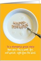 Birthday for Great Niece - Happy Birthday Cereal card